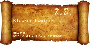 Klecker Dominik névjegykártya